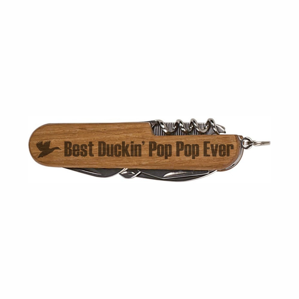 Funny Grandpa Gifts Best Duckin Pop Pop Ever Wooden 8-Function Multi-Tool