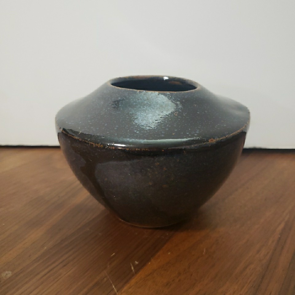 Studio Art Pottery Vase Cup Blue Glaze