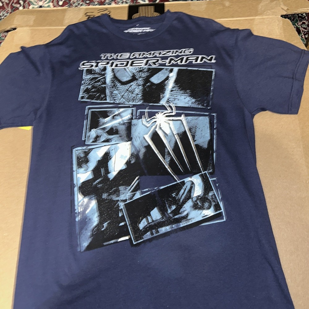 Marvel-Size L 42-44-The Amazing Spider-Man Movie 2012 Graphic T-Shirt Navy