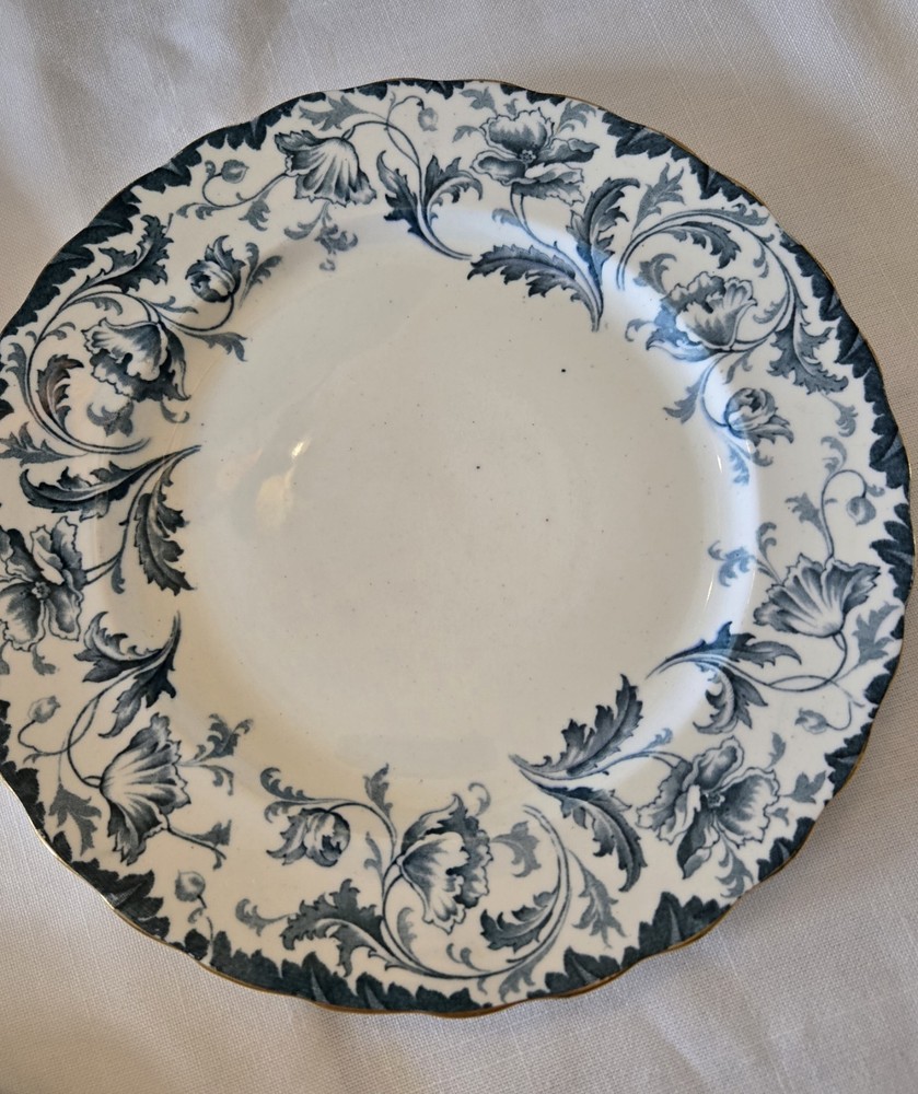 Antique W Hulme Ophir Flow Blue Luncheon Plates Set 4 Burslem England