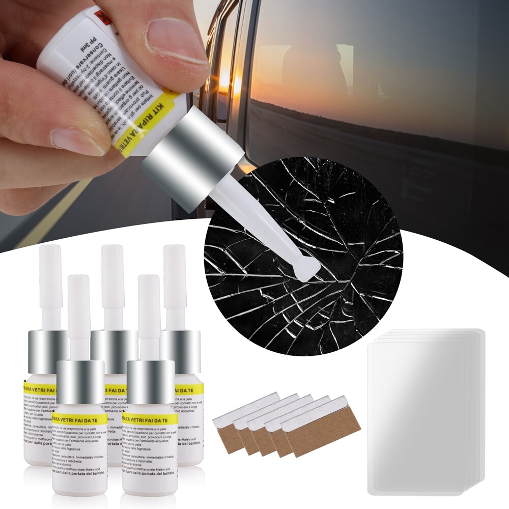 5x Auto Glass Nano Repair Fluid Car Windshield Resin Crack Tool Kit Crack