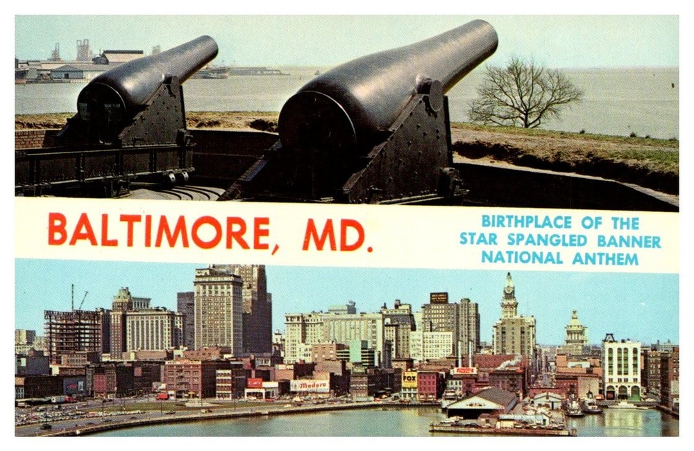 c1960 Two Historic Views Of Baltimore Maryland Vintage Postcard