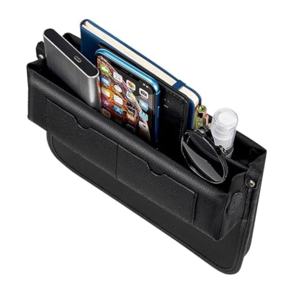 Leather Car Seat Gap Filler Organizer with Storage Between Seats