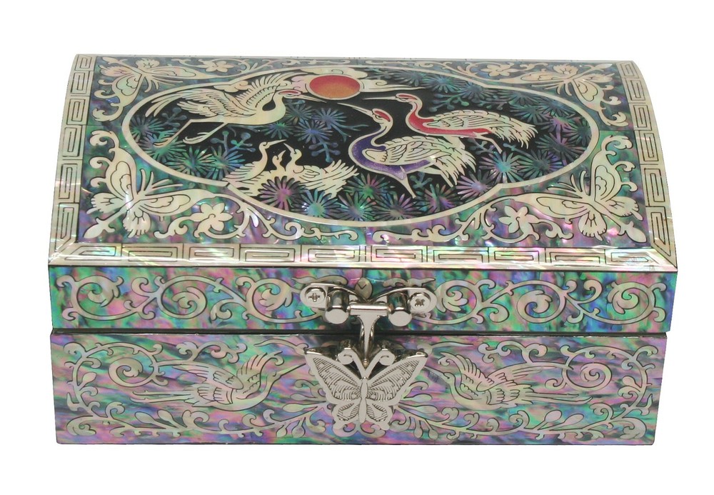 Mother of Pearl Treasure Jewelry Box Necklace Bracelet Earrings Ring Box Case S