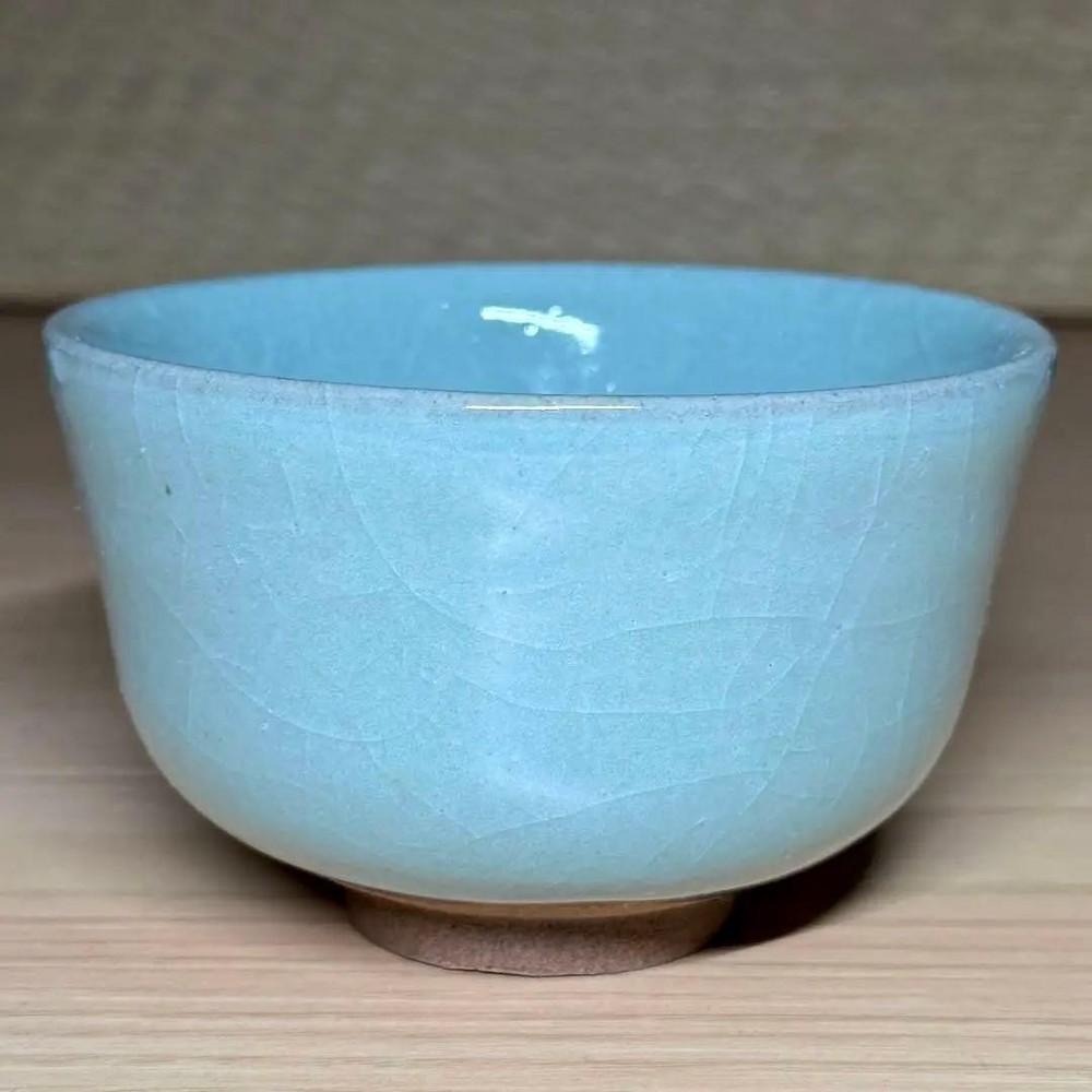 Okwachiyaki Celadon Tea Bowl Matcha Bowl Japan Made 11.8cm Pottery