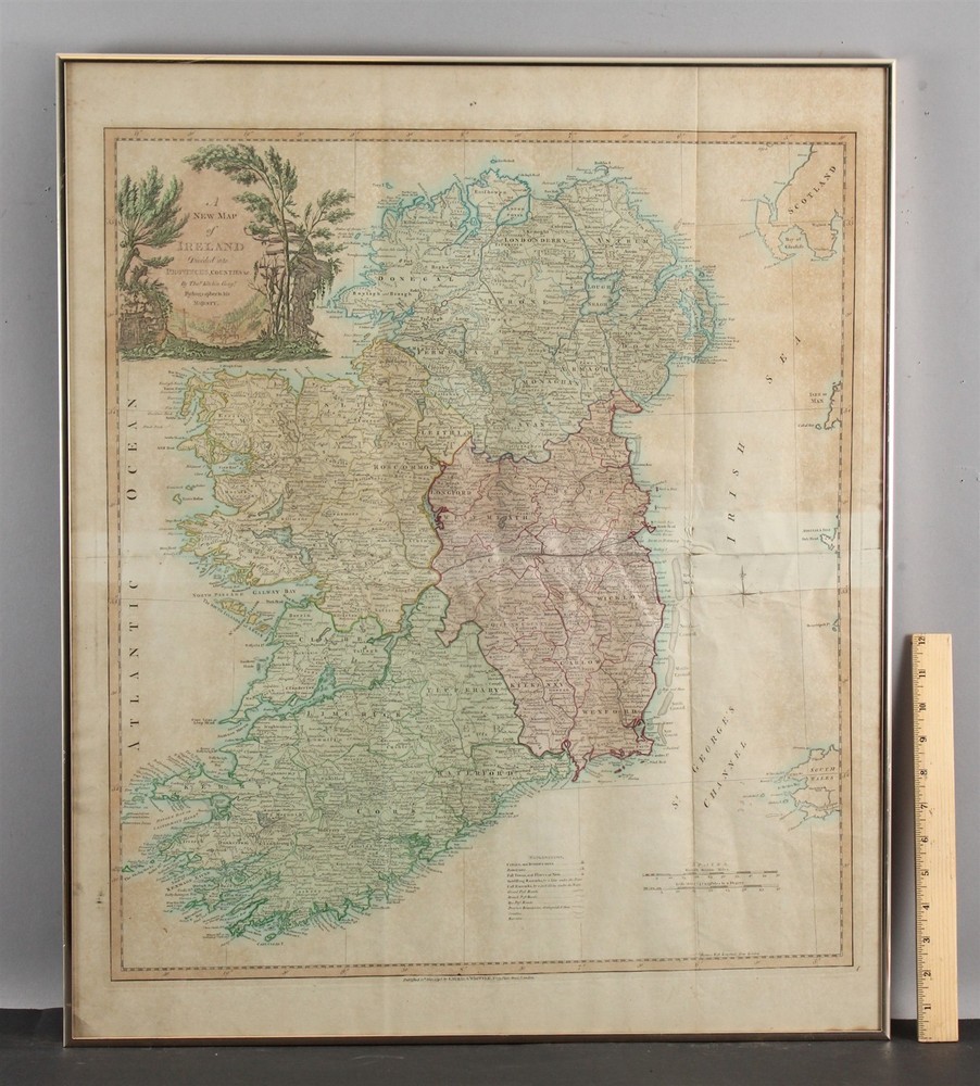 Antique 18thC Thomas Kitchin Hand Colored Copper Engraving Ireland Wall Map, NRFramed & Ready To Display! …Possible FREE Delivery!