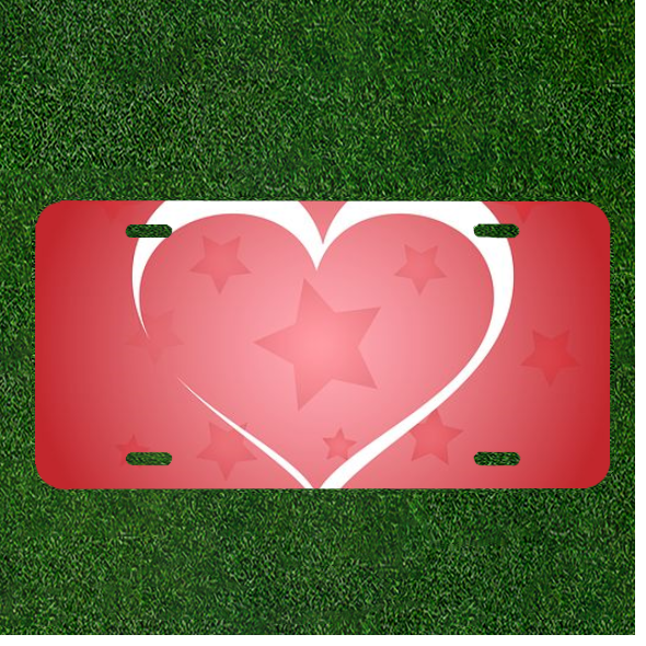 Custom Personalized License Plate Car Tag With Postcard Banner Heart Holiday