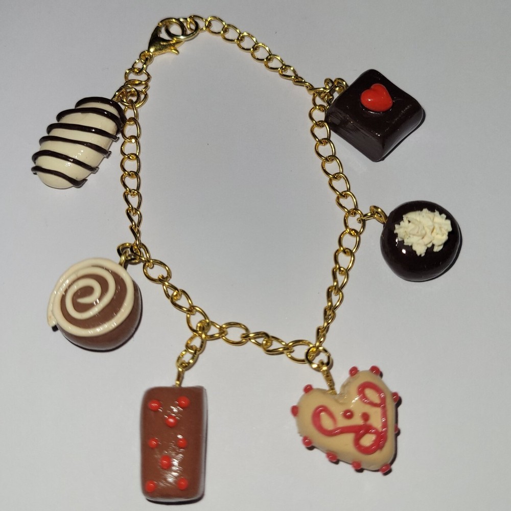 Valentine Chocolates Bracelet Gold Tone Valentine Candy Chocolate