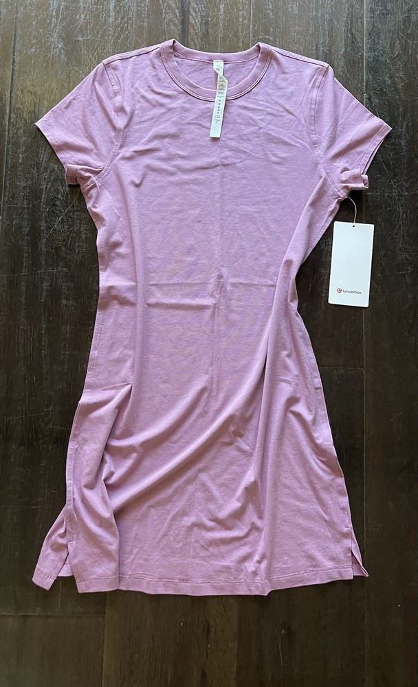NWT Lululemon Classic Fit Cotton Blend T-Shirt Dress Sz4 Velvet Dust Pink $88
