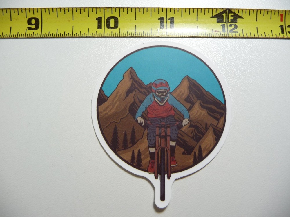 MTB Mountain Bike Rider Coming at You Decal Sticker for Cycling Enthusiasts