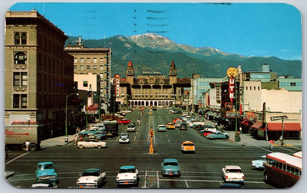 1960 Pikes Peak Avenue Colorado Springs Antlers Hotel VINTAGE Postcard