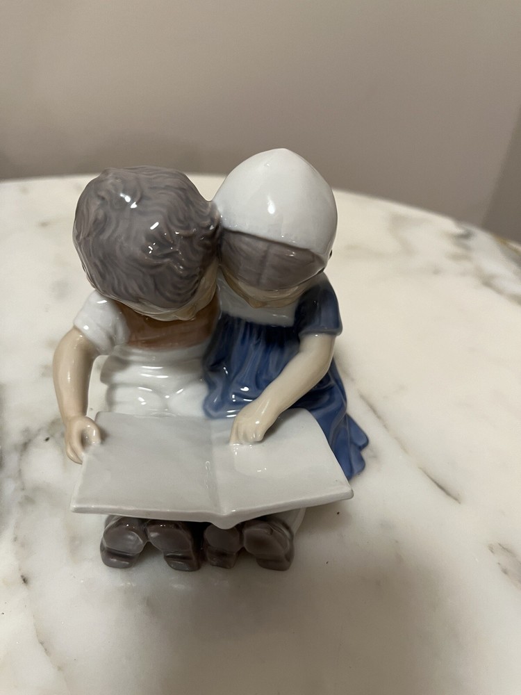 Royal Copenhagen Porcelain Boy And Girl With Book