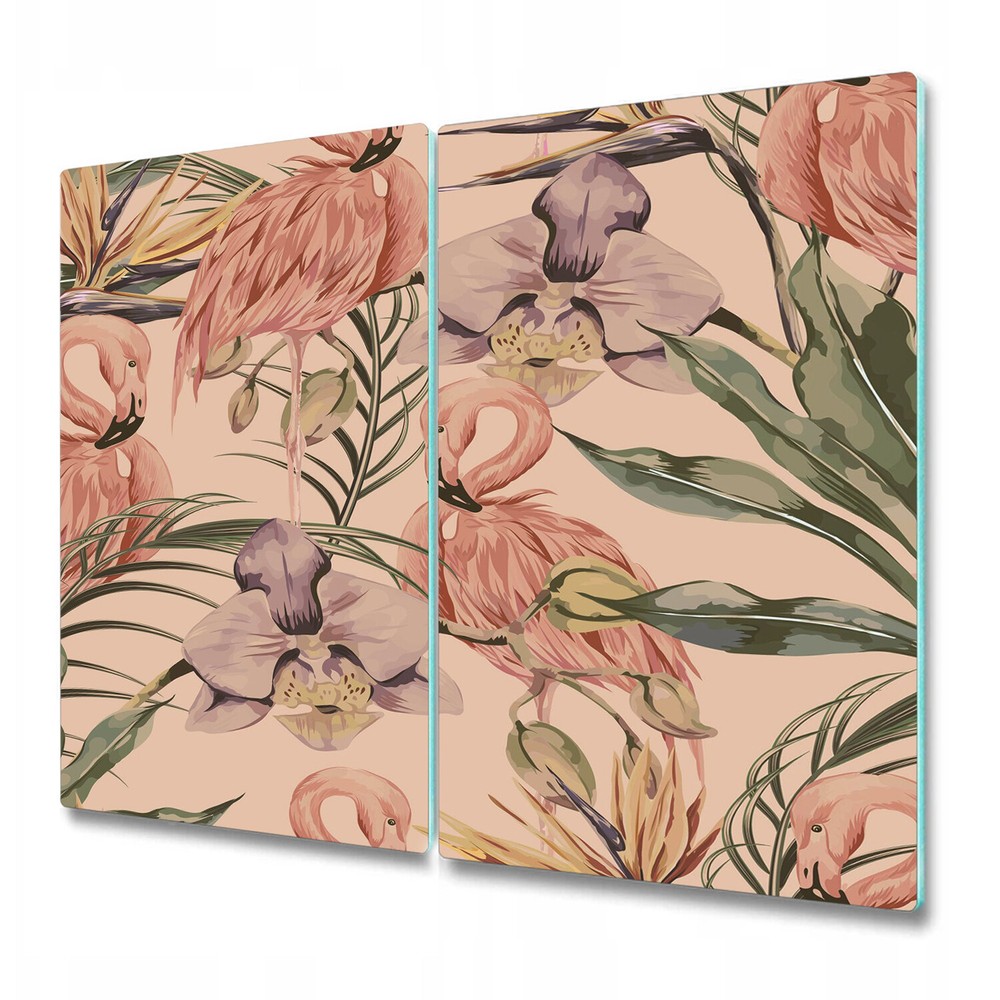 Glass Worktop Saver Tropical Flamingo forest flaming pinky wildlife trendy