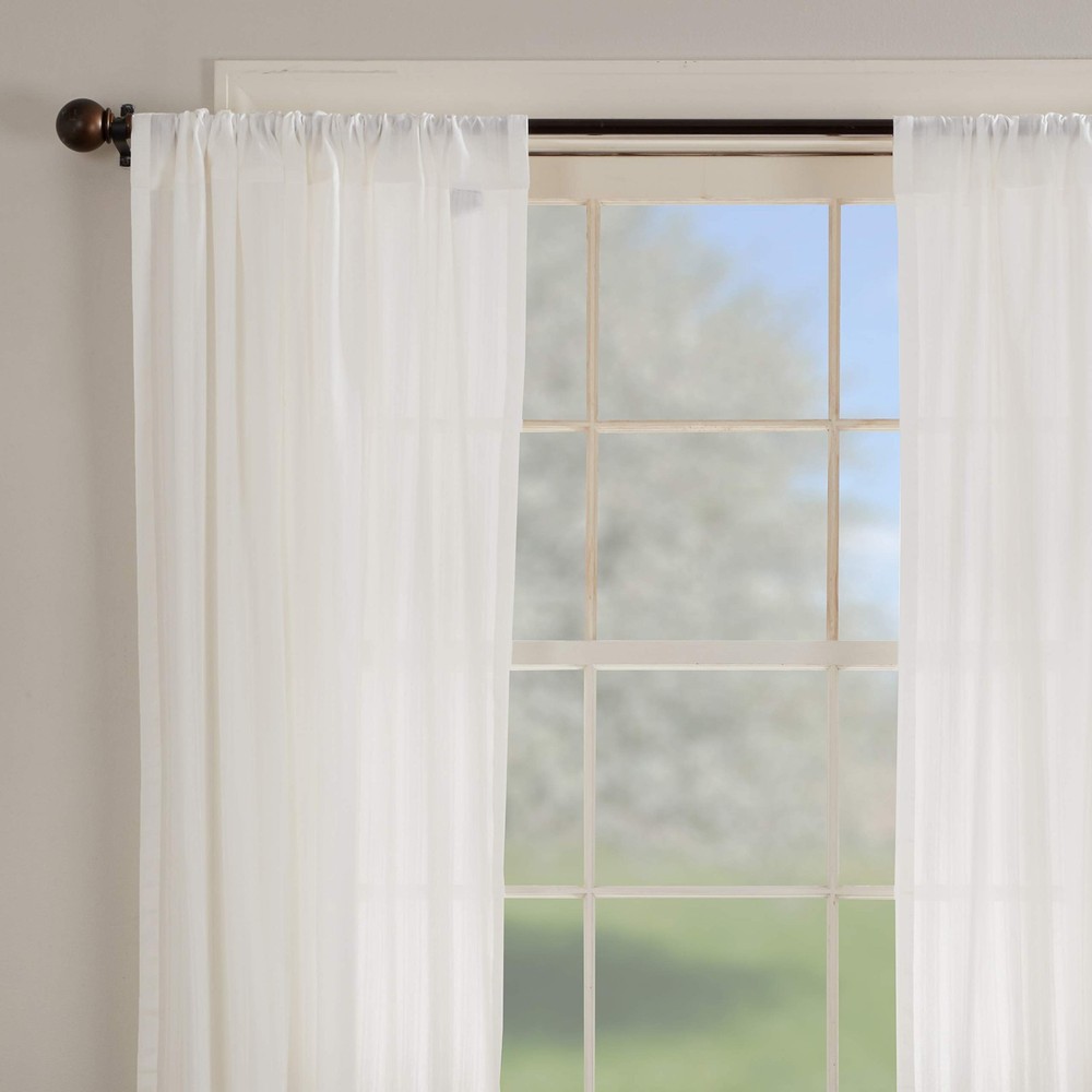 Emily Sheer Panel Curtains Set of 2 - 96-Inch Long Off White Tone on Tone Light Filtering Window Drapes
