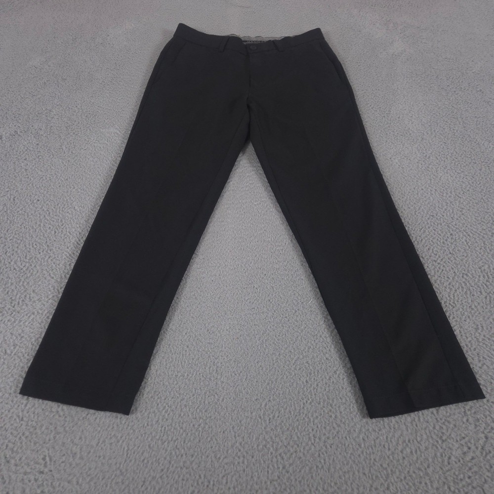 Haggar Pants Mens 32x30 Black Cool 18 Pro Dress Slim Fit Performance Trousers