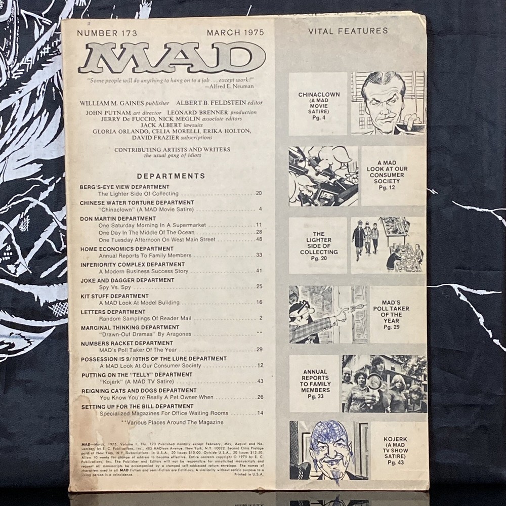 Vintage MAD Magazine March 1975 No 173 (Comic Only No Cover)