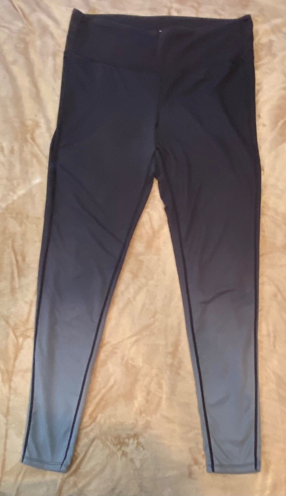 Athleta Large Leggings Ombré  Black Gray Workout Womens Compression Exercise
