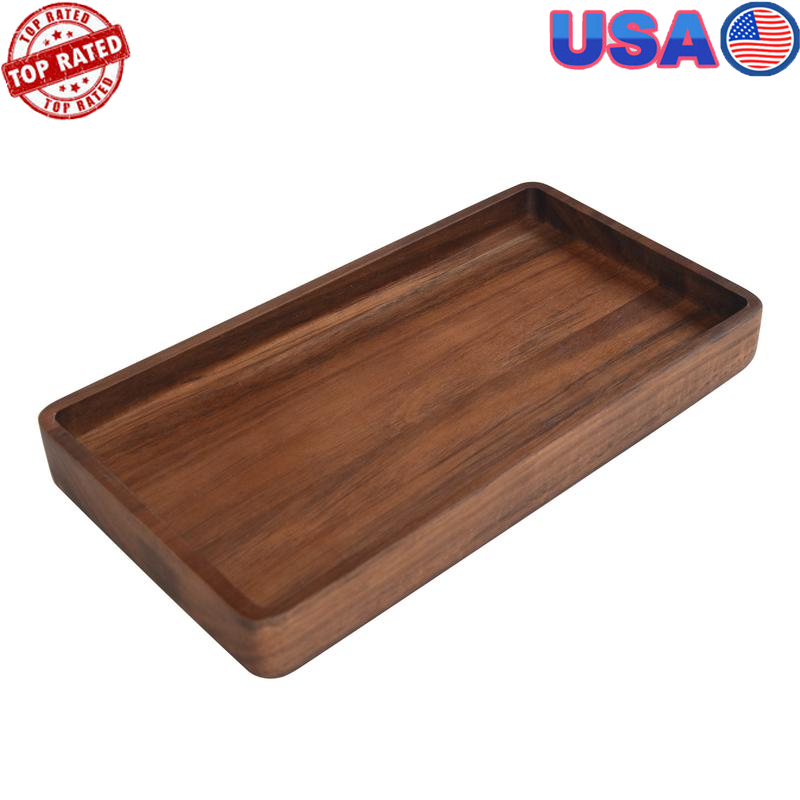 Acacia Wood Vanity Tray Organizer Decorative Bath Storage Cleaning Essentials US-image