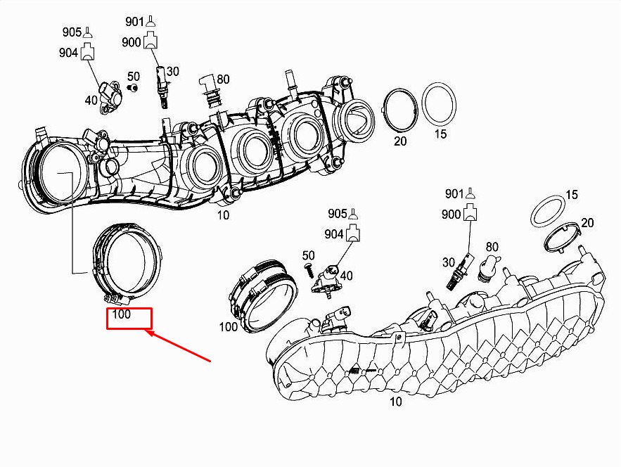 Mercedes-Benz S W222 Genuine Intercooler Charge Air Hose A1770900282