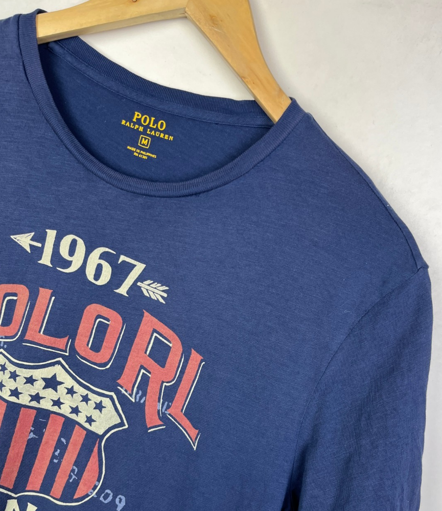 POLO RALPH LAUREN T-SHIRT Size Medium Men's Crew Neck Slim Fit Dark Blue