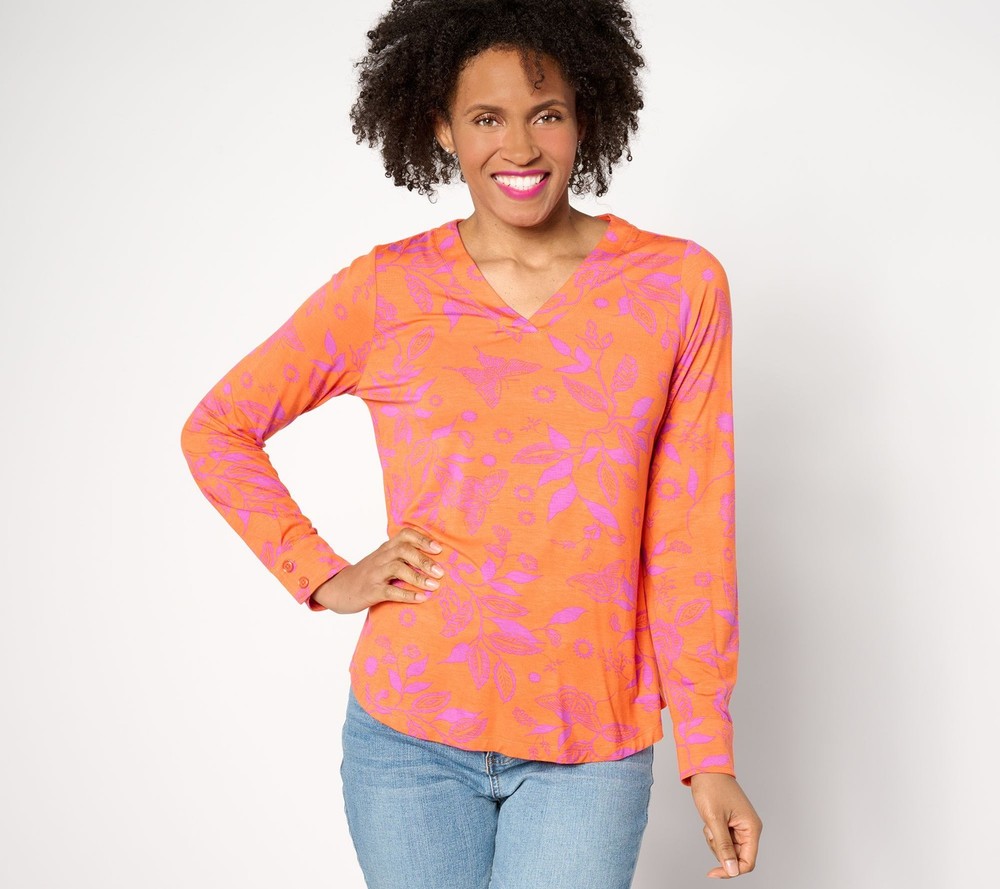Belle by Kim Gravel Women's Top Plus Sz 2X Rayon Spandex Orange A636319
