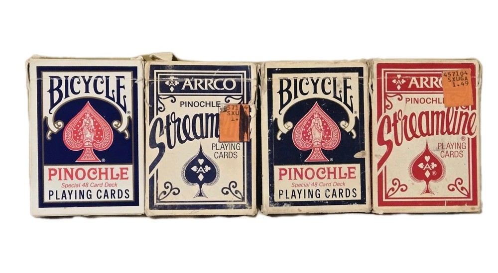 4 Decks Of Vintage Playing Cards Bicycle Pinnacle Pre Owned Used