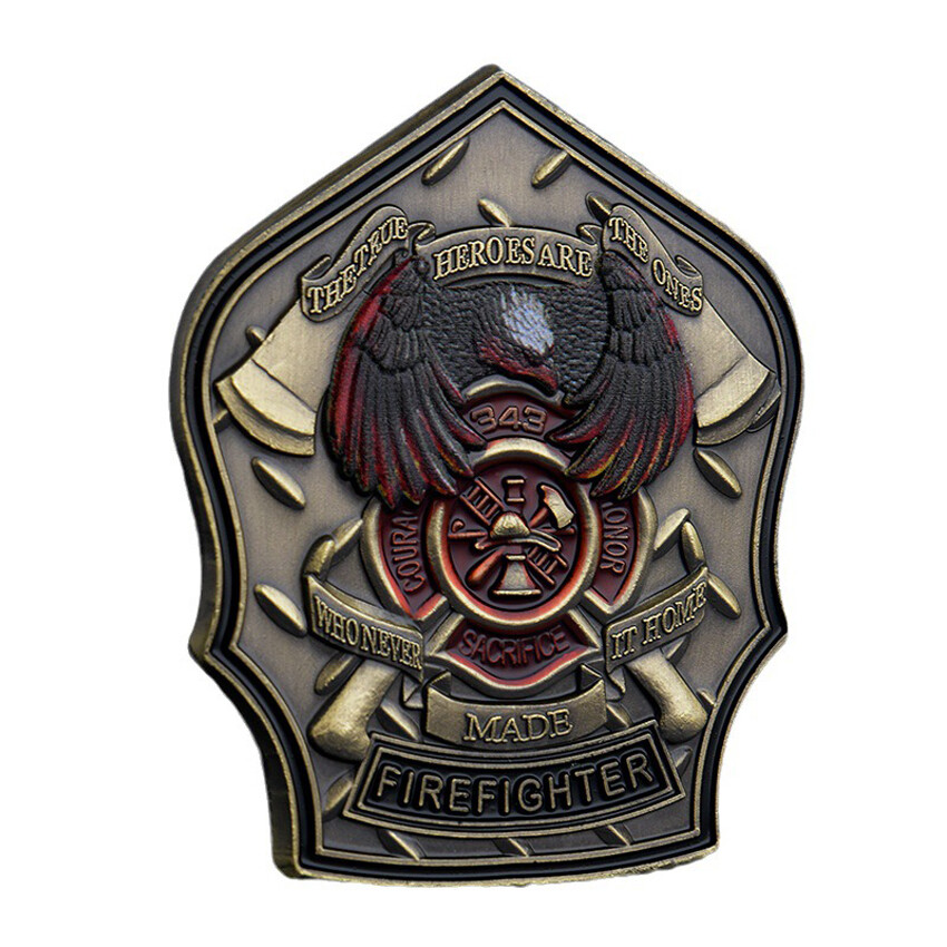 Moneda Desafío Conmemorativo Escudo Héroe Caído Bombero 911 Departamento de Bomberos 343