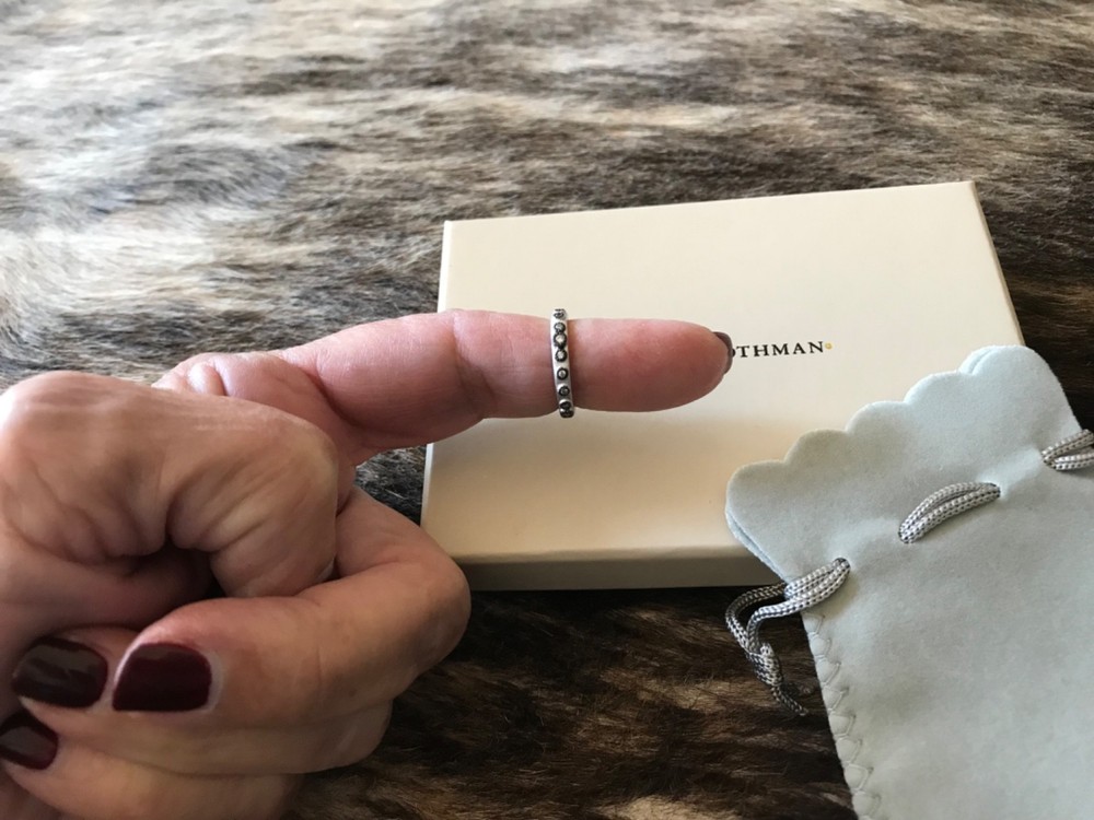 Freida Rothman Ring Silver with bezeled cz surrounded by black rhodium Size 4