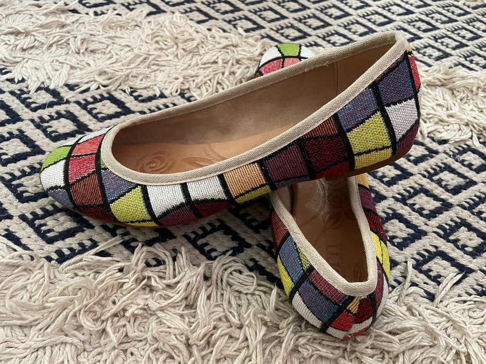 Born Børn Boc Concept Womens Shoes Red Blue 9.5M Leather Colorblock  Ballet Flat