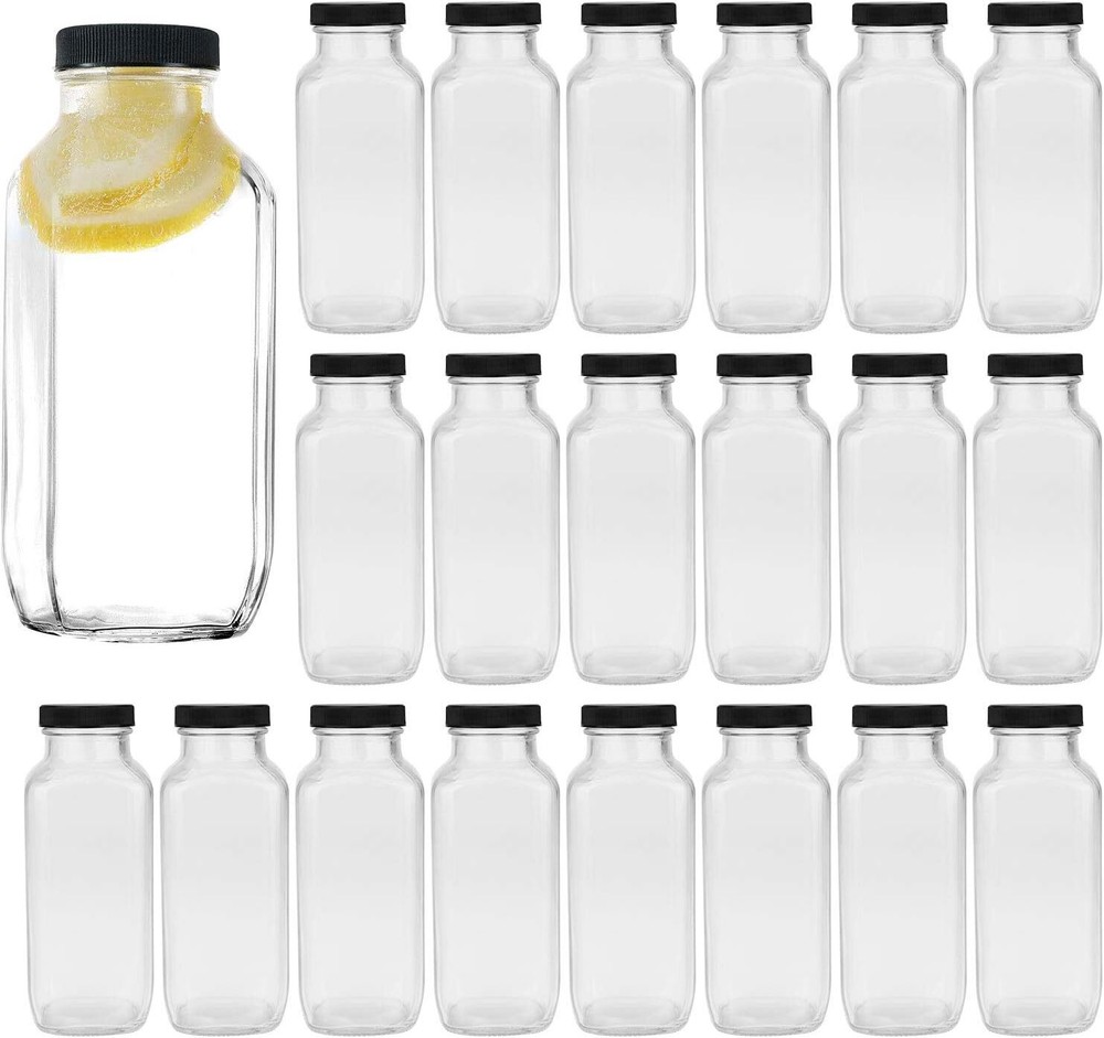 Vintage Water Bottles,Glass Drinking Bottles 16oz,Square Beverage 500...