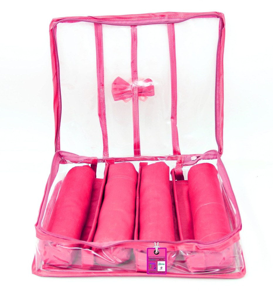Satin Fabric 4 Rod Bangle Box Organizer for Women Girls Jewelry Storage