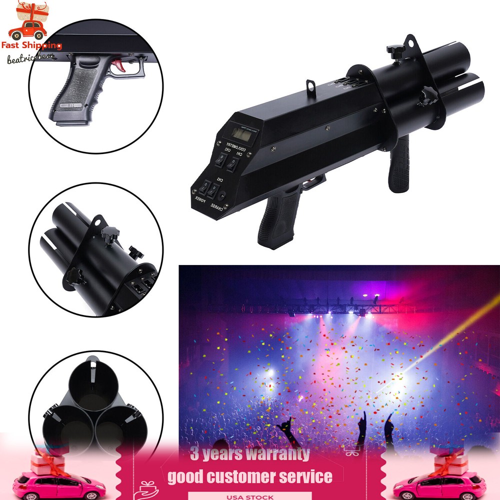 Handheld 3-Tube Confetti Gun DJ Wedding Party Confetti Cannon Launcher 3-5m