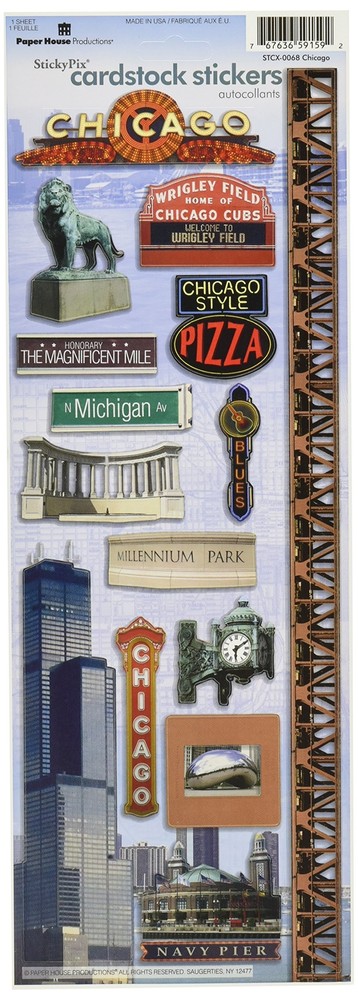 STCX-0068E Travel Cardstock Stickers, Chicago (6-Pack)