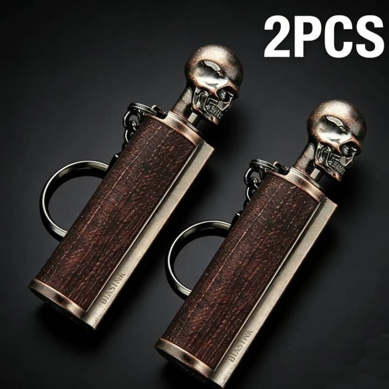 2Pcs Skeleton Skull Keychain Metal Key Ring Gothic Bag Charm Accessories
