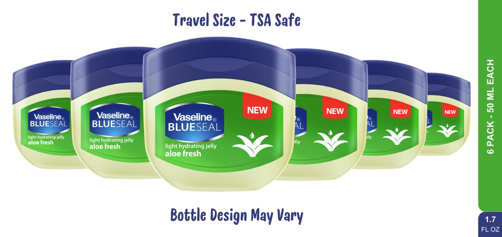 Vaseline  Petroleum Jelly Aloe, Travel Size 1.7 Oz(50ml), Pack of 6