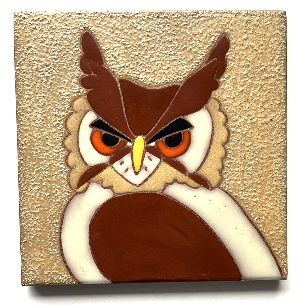 Whipple & Sibley OWL Hand Painted Native American Art Tile Wall Hanging Trivet
