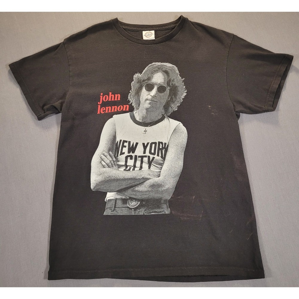Vintage 90s John Lennon New York City Tee Shirt Mens Medium Black Graphic Grunge