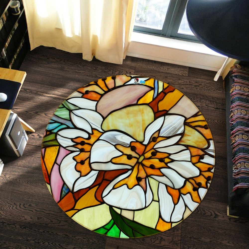 3D Vintage Flower Round NAO10441 Game Rug Mat Elegant Photo Carpet Mat Fay