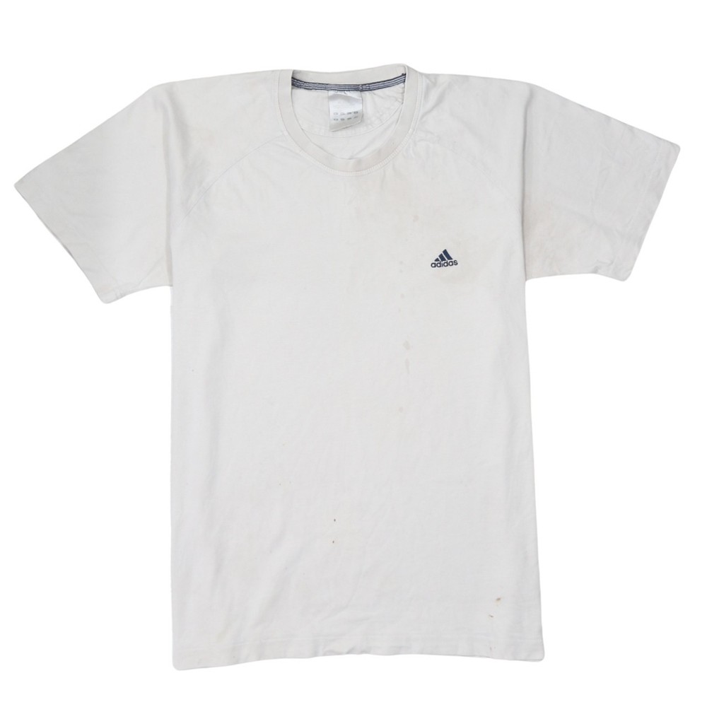 Adidas Mens T Shirt White Cotton Jersey Embroidered Logo Raglan Crew Tee L