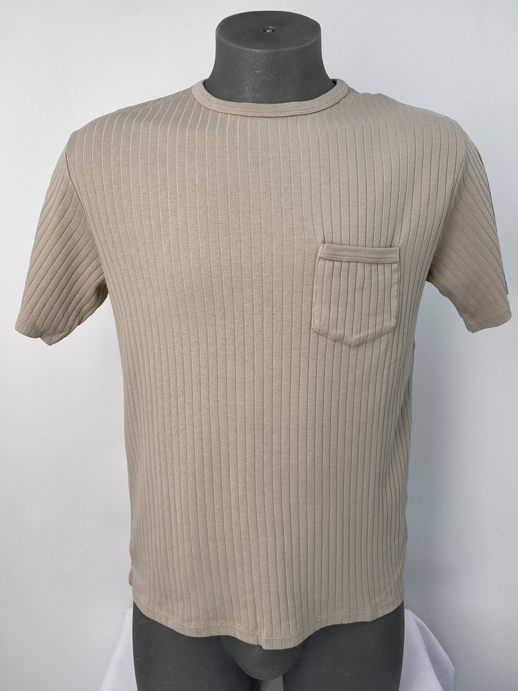 Knickerbocker Mens T-Shirt Dune Brown Size L Rib Pocket Short Sleeve Jersey
