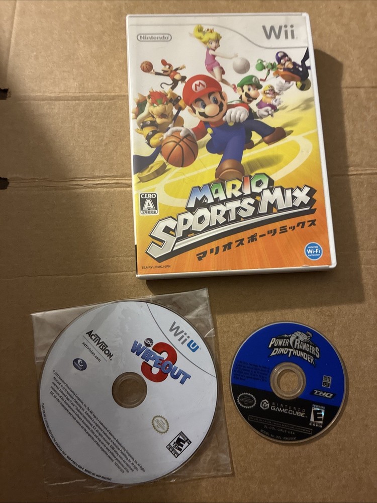 Wii & Wii U Game Lot J Wii Mario Sport Mix, Wii U Wipeout 3, Wii U Power Rangers