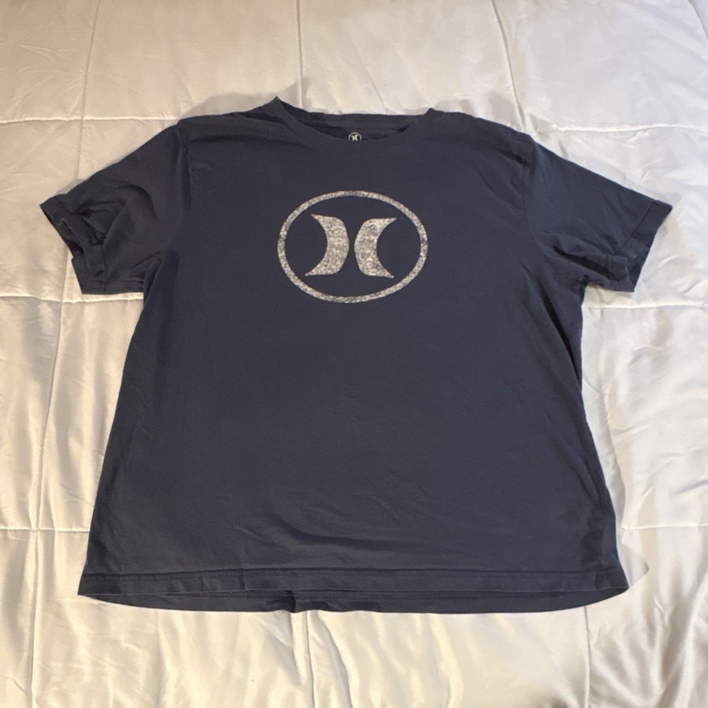 Hurley Men's Navy Blue Logo Graphic Crew Neck Cotton Jersey T-Shirt XL
