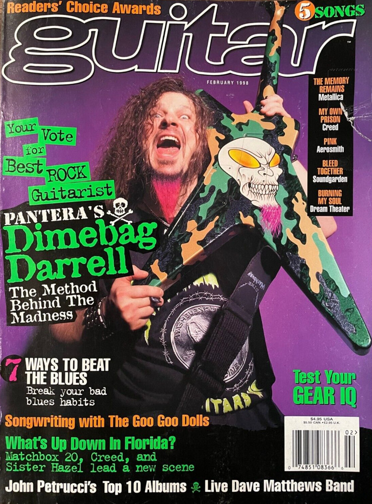 Guitar For The Practicing Musician Magazine February 1998 Dimebag Darrell