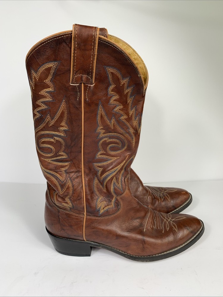 Justin Boots Men's Rodeo 1560 Cowboy Boots in Chestnut Marble Leather Size 9 D