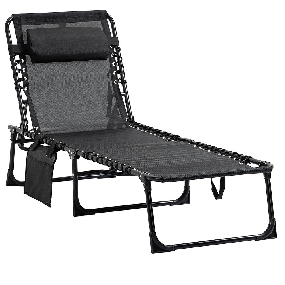 Outsunny Portable Folding Reclining Chaise Lounge for Outdoor Comfort