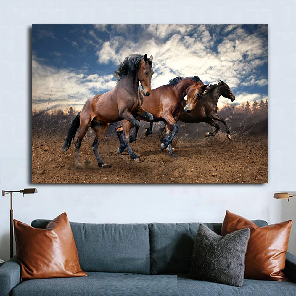 Couple of Horses Animal Wall Art Canvas Painting Posters and Prints Picture