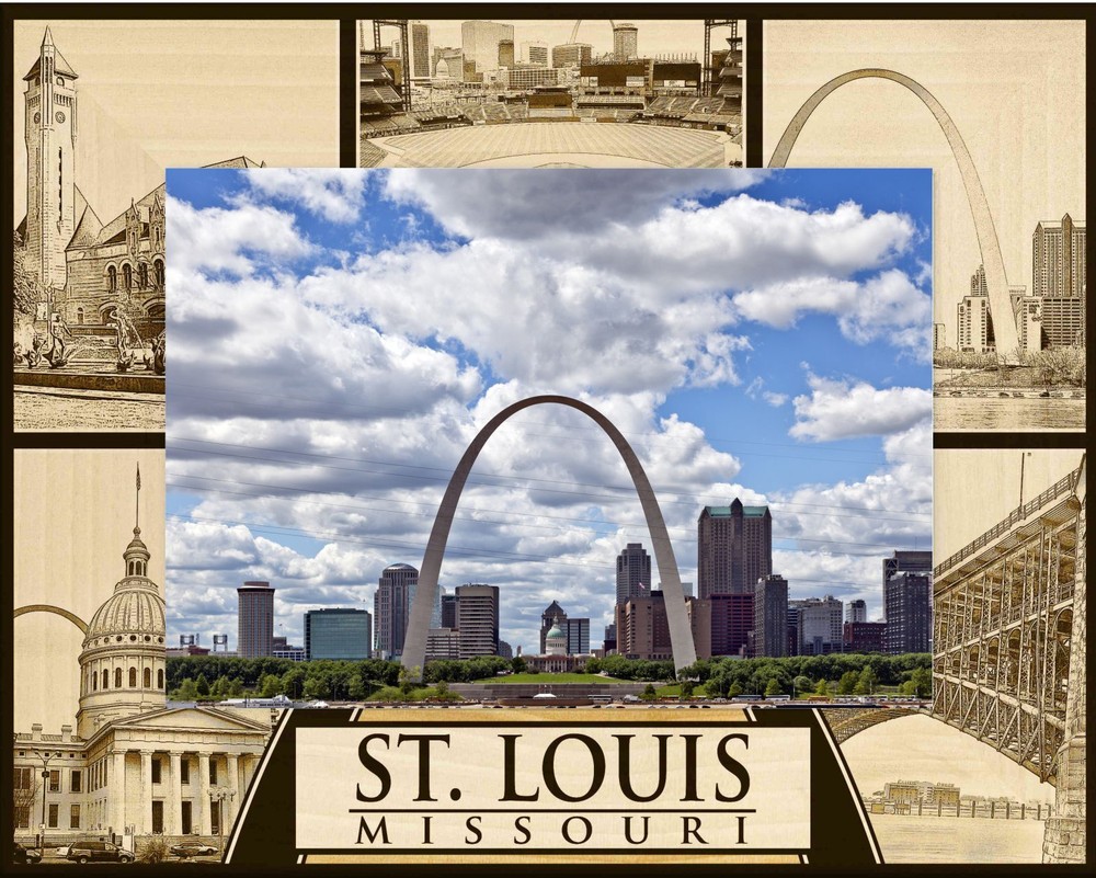 St Louis Missouri Laser Engraved Wood Picture Frame Landscape (4 x 6)