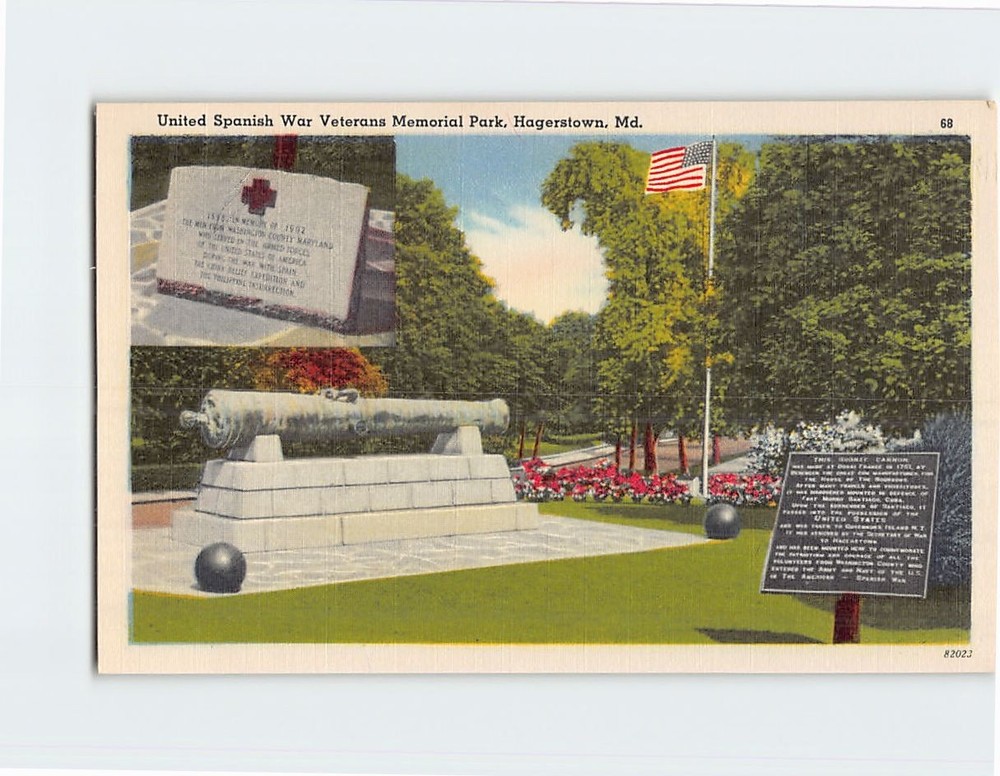 Postcard United Spanish War Veterans Memorial Park Hagerstown Maryland USA