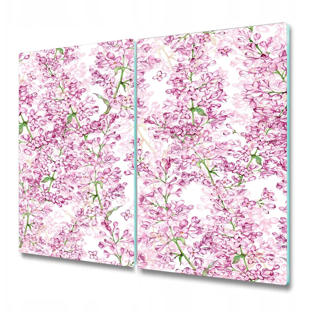 Glass Induction Cover Violet lilac blossom Watercolour floral Soft and elegant