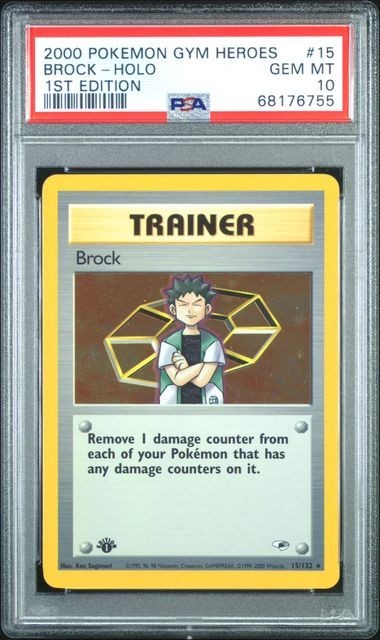 Pokemon Brock 2000 Gym Heroes #15 1St Edition Holo Psa 10RCH IS ACCEPTING CONSIGNMENTS! UP TO 95% PAYOUTS!